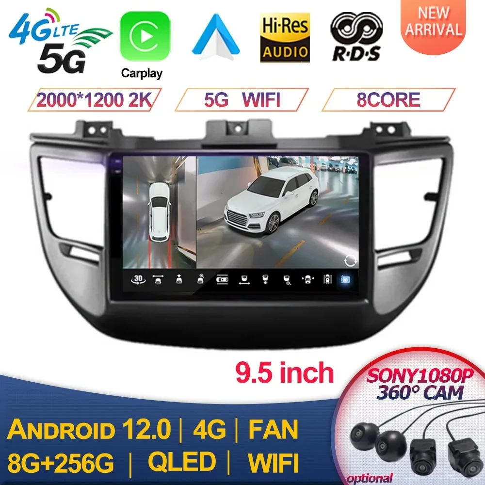 

For Hyundai IX35 Tucson 3 2015 - 2018 Android 13 Car Radio Multimedia Video Player Navigation Carplay Autoradio
