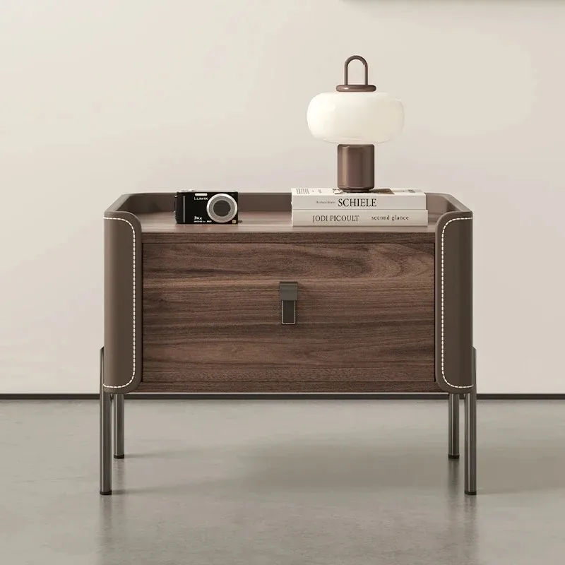 Mesa de Noche Moderna con Cajones de Almacenamiento, Mesa Auxiliar Sencilla que Ahorra Espacio, Creativa, Mueble de Dormitorio