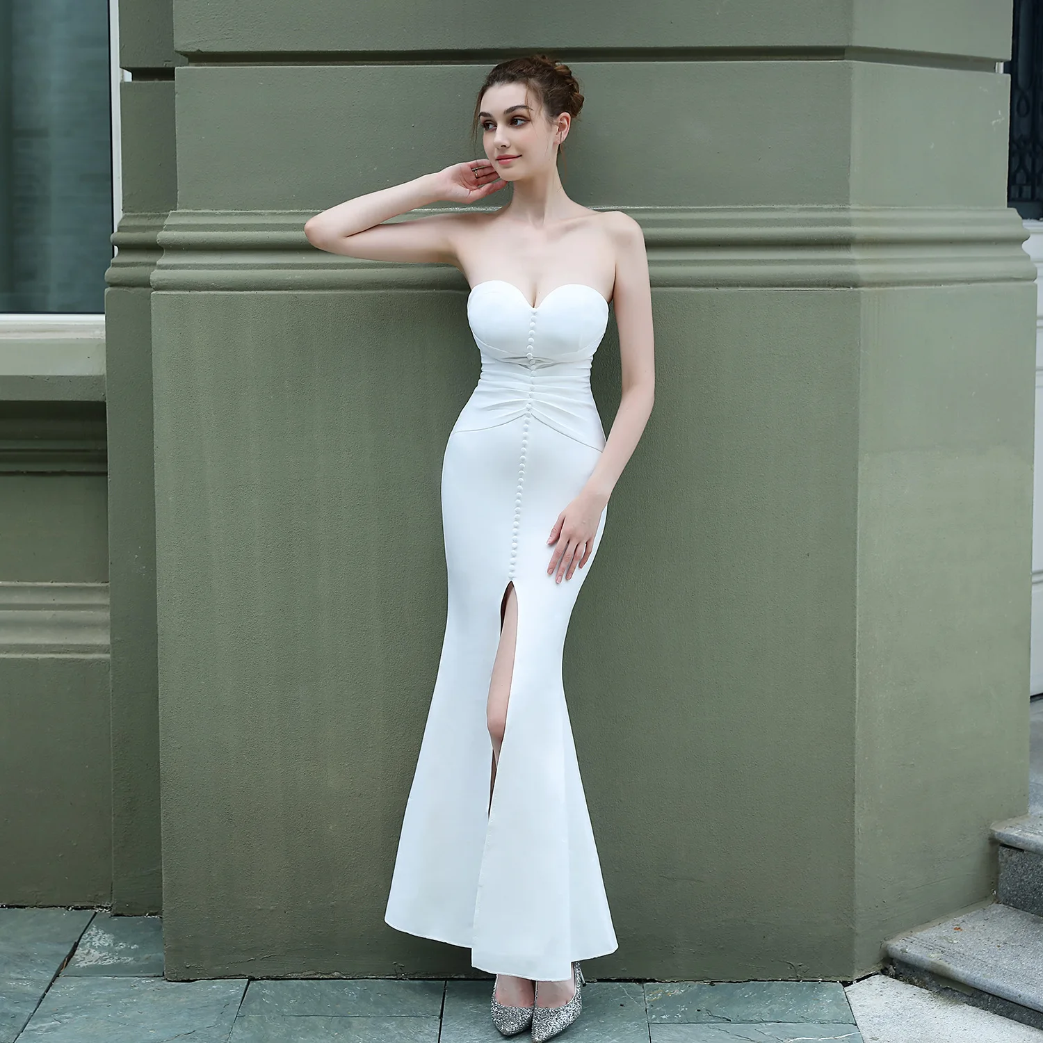 Tube Top Long Dress Women's Temperament Slim Fishtail Skirt Car Model Exhibition Dress Thank You Banquet Costumes