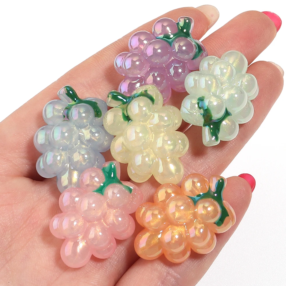 10 Stück AB-farbene, niedliche Traubenförmige Acrylperlen mit großem Loch, lose Fruchtperlen für die Schmuckherstellung, DIY-Halskette, Armband, Schlüsselanhänger, Charm – Detail 6