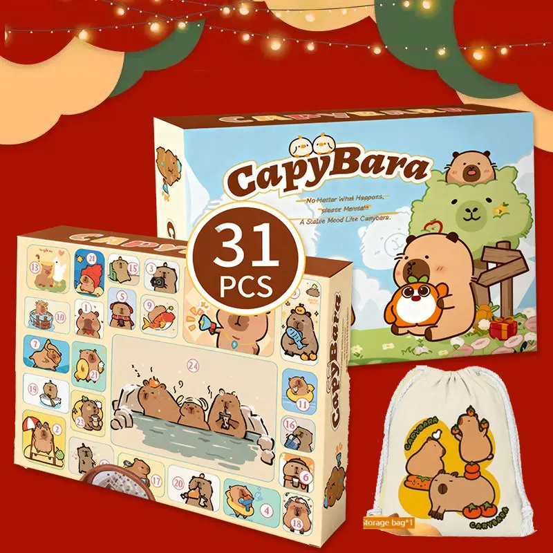 Nieuwe Capybara Thema Kerst Adventskalender Geschenken Figuren Model Blind Box voor Kinderen DIY Sieraden Haarspeld Speelgoed Countdown Kalender