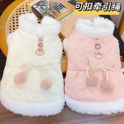 Pet with Traction Buckle Plush Small Dog Autumn Winter Plush Collar Warmer Than Teddy Bear Clothes Puppy Clothes for Small Dogs