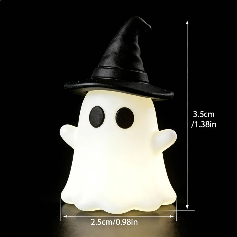 Halloween Glowing Ghost Figurine – Mini Light-Up Desk Decor, Perfect Micro Landscape Accessory