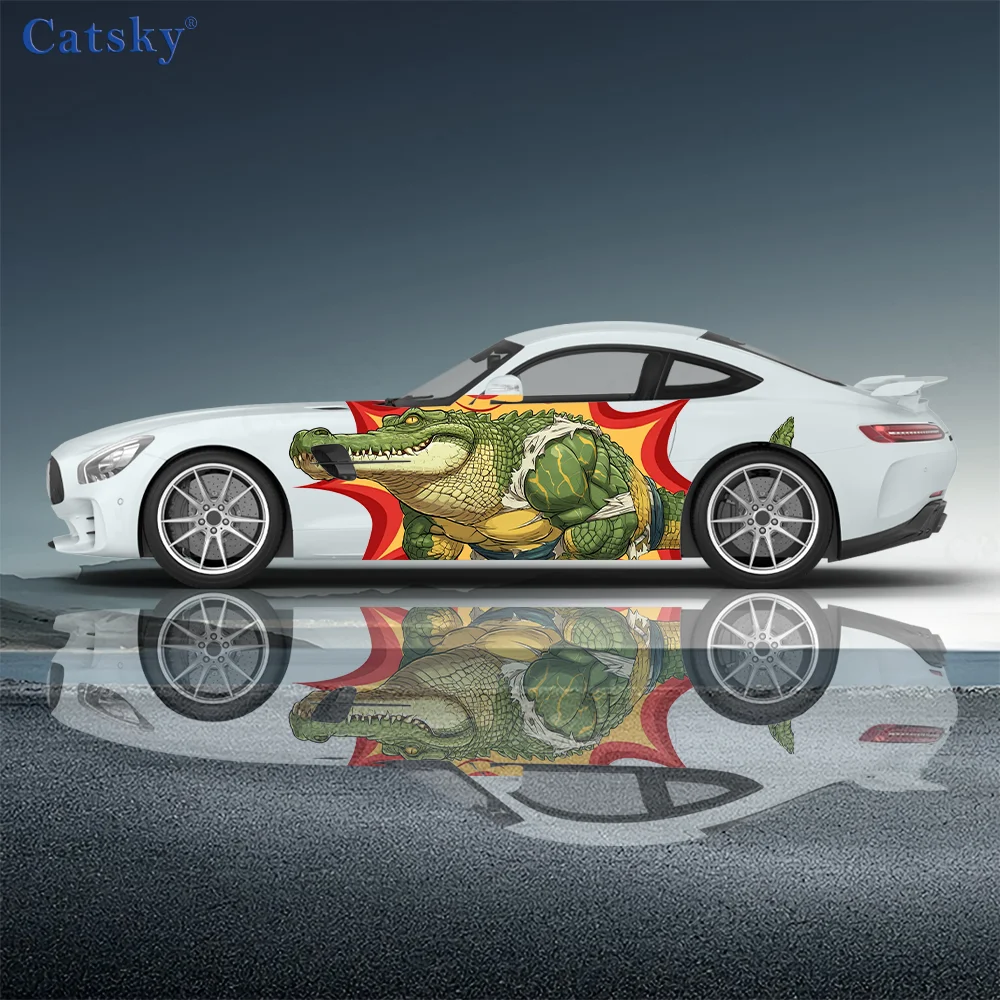 الكرتون التمساح نمط سيارة الفينيل يلتف ملصق مائي ذاتي اللصق PVC مناسبة للشاحنات SUV الديكور اكسسوارات السيارات