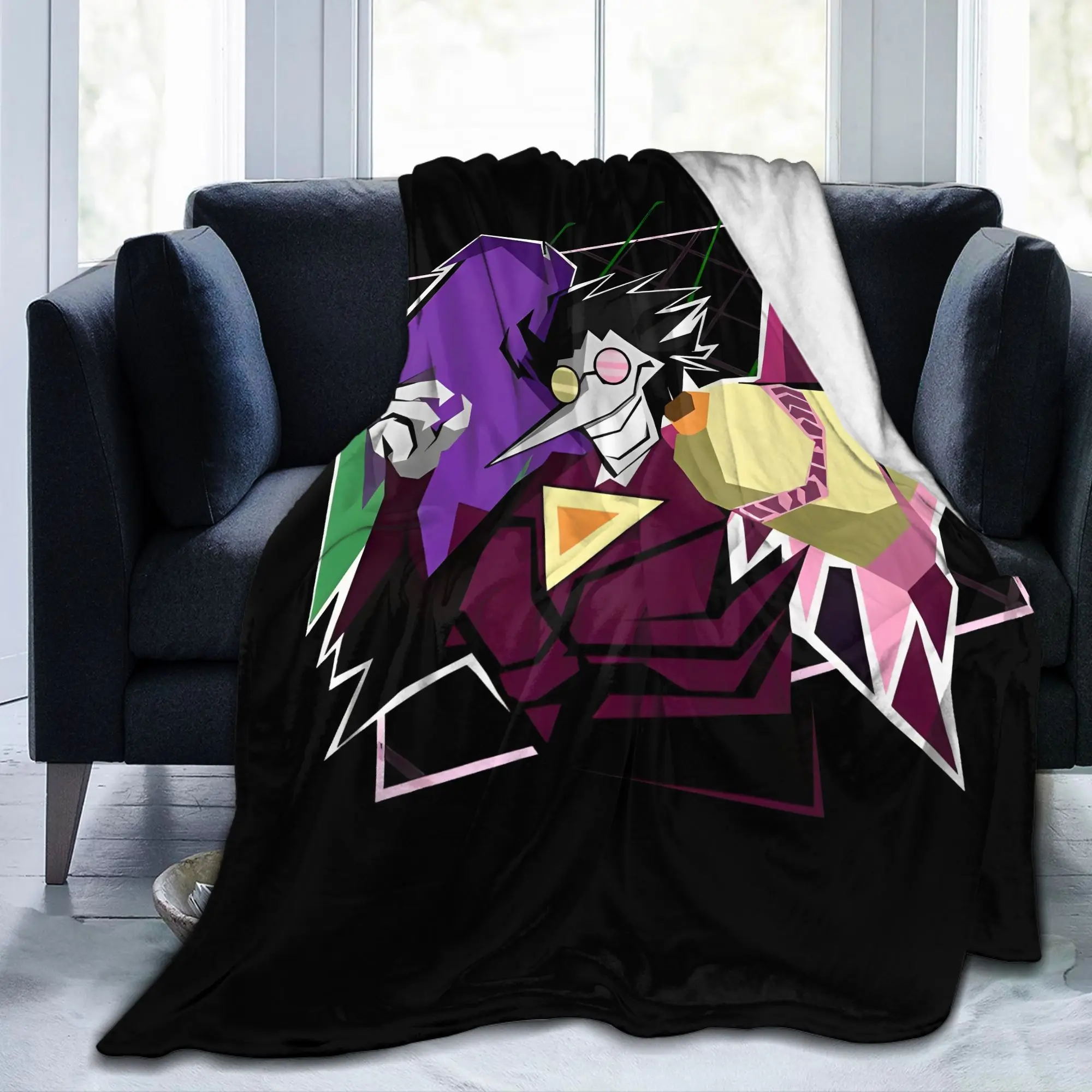 Deltarune Spamton Neo بطانيات محبوكة من الفلانيل فائقة النعومة مفرش سرير للسفر على شكل طائرة #1