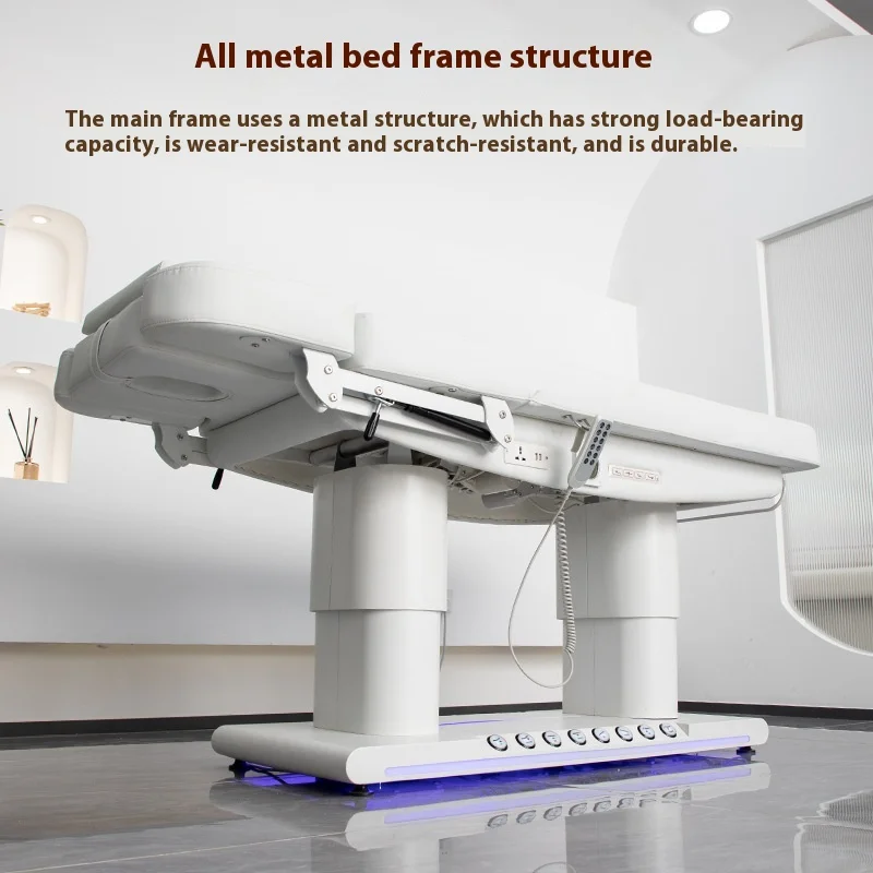 

New Design Comfortable Massage Bed White Gold Beauty Salon Electric Cosmetic Facial Spa Lash Massage Bed cosmetic bed beds