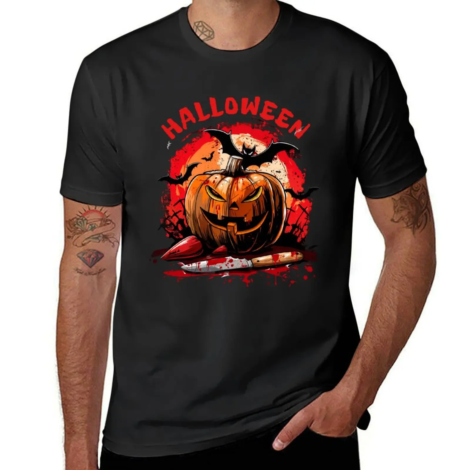 

Happy Halloween Vintage Pumpkin Scene T-Shirt new edition summer tops korean fashion plus sizes t shirts men