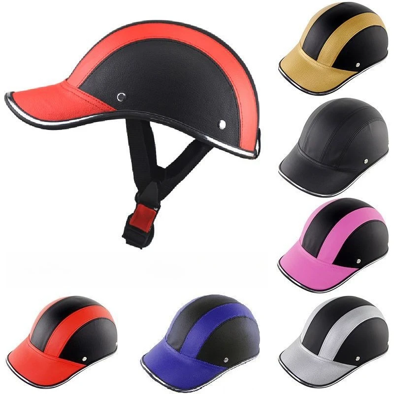For Cafe Racer Chopper Scooter Safety Hard Hat Half Face Vintage Summer Cap Motorcycle Half Helmet Baseball Cap Style