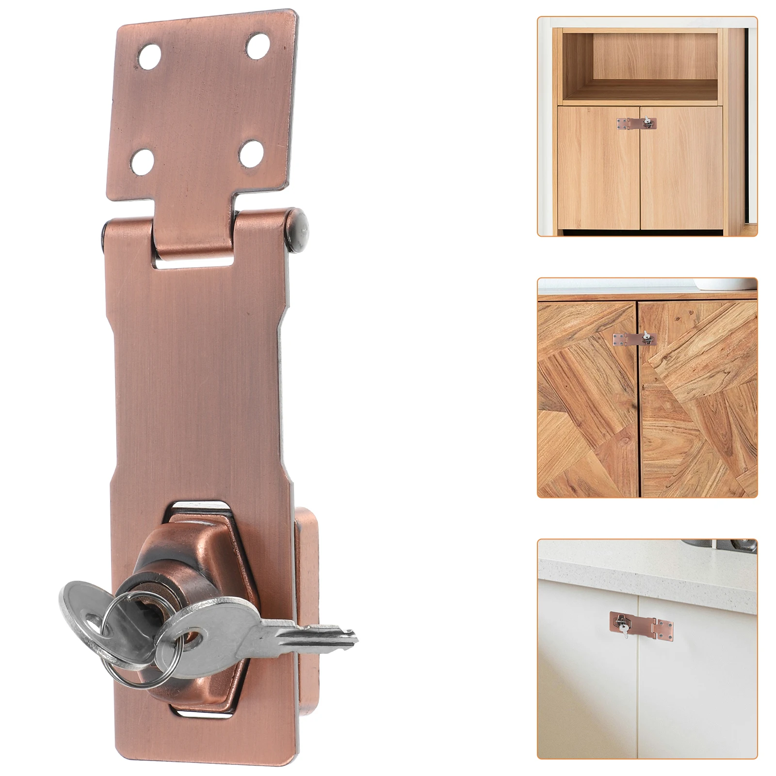 

1 Set Stainless Steel Hasp Barn Door Lock Padlock Fence Gate Latch Cabinet Door Hardware Heavy Duty Security Latch For Outdoor