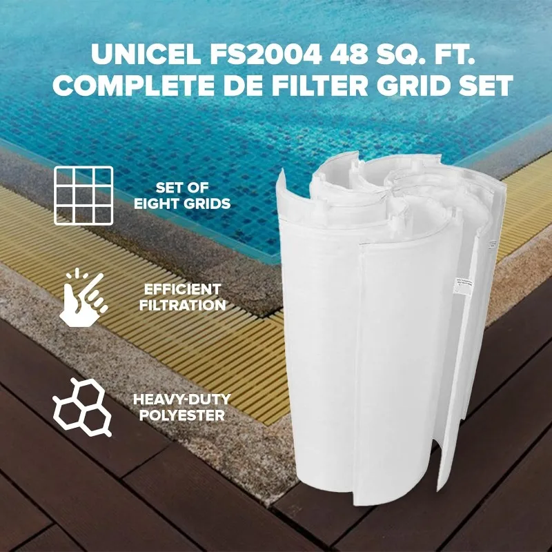 Sq Ft Vertical DE Grid Replacement Swimming Pool Filter Set, Compatible with American, Hayward