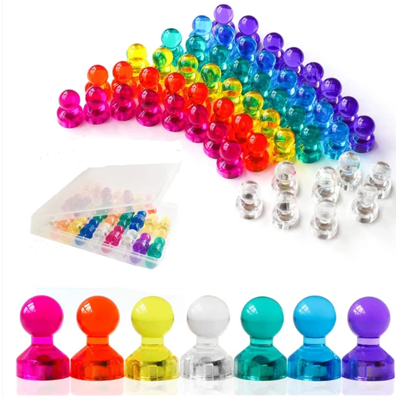 2024 New Push Pin Magnets for Magnetic Whiteboards Colorful/Transparent Supplies