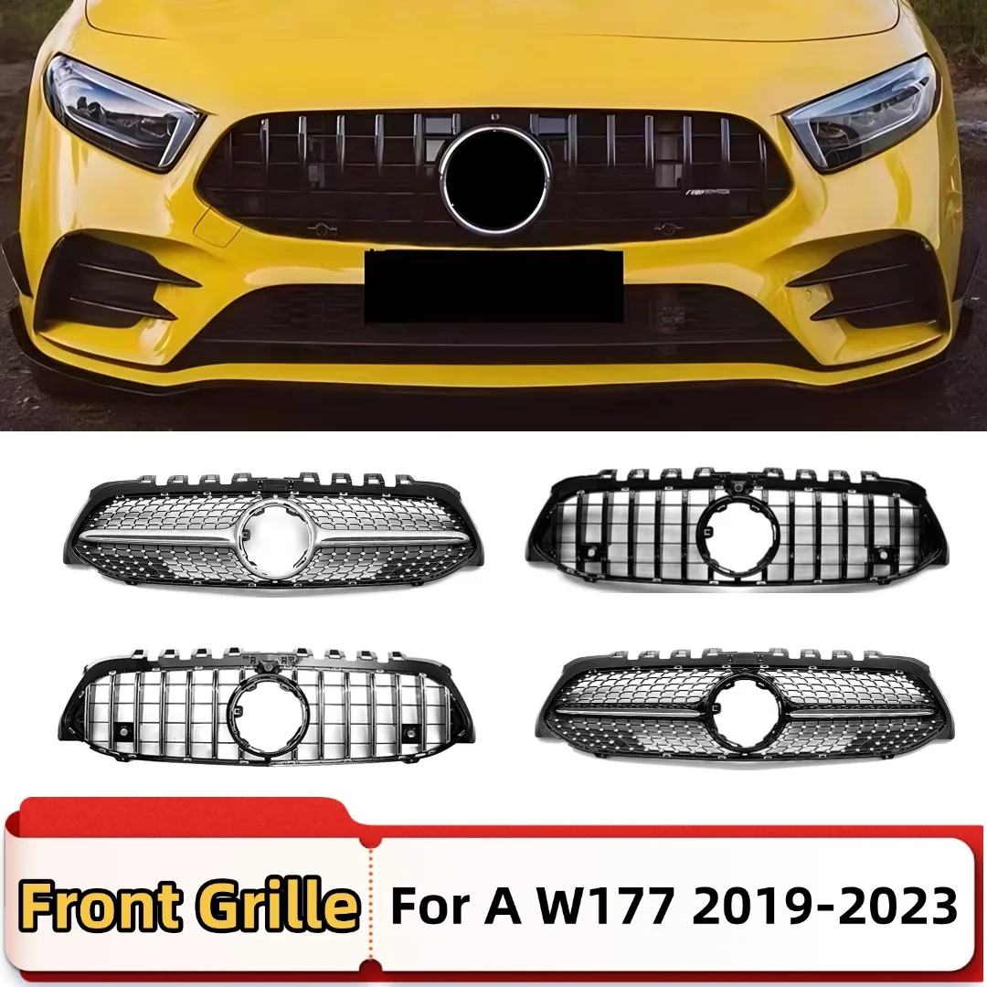 

Front Grill Grid Bumper Grille Tuning Accessories For Mercedes Benz A Class W177 2019-2023 A180 A200 A220 A250 GT Diamond Style