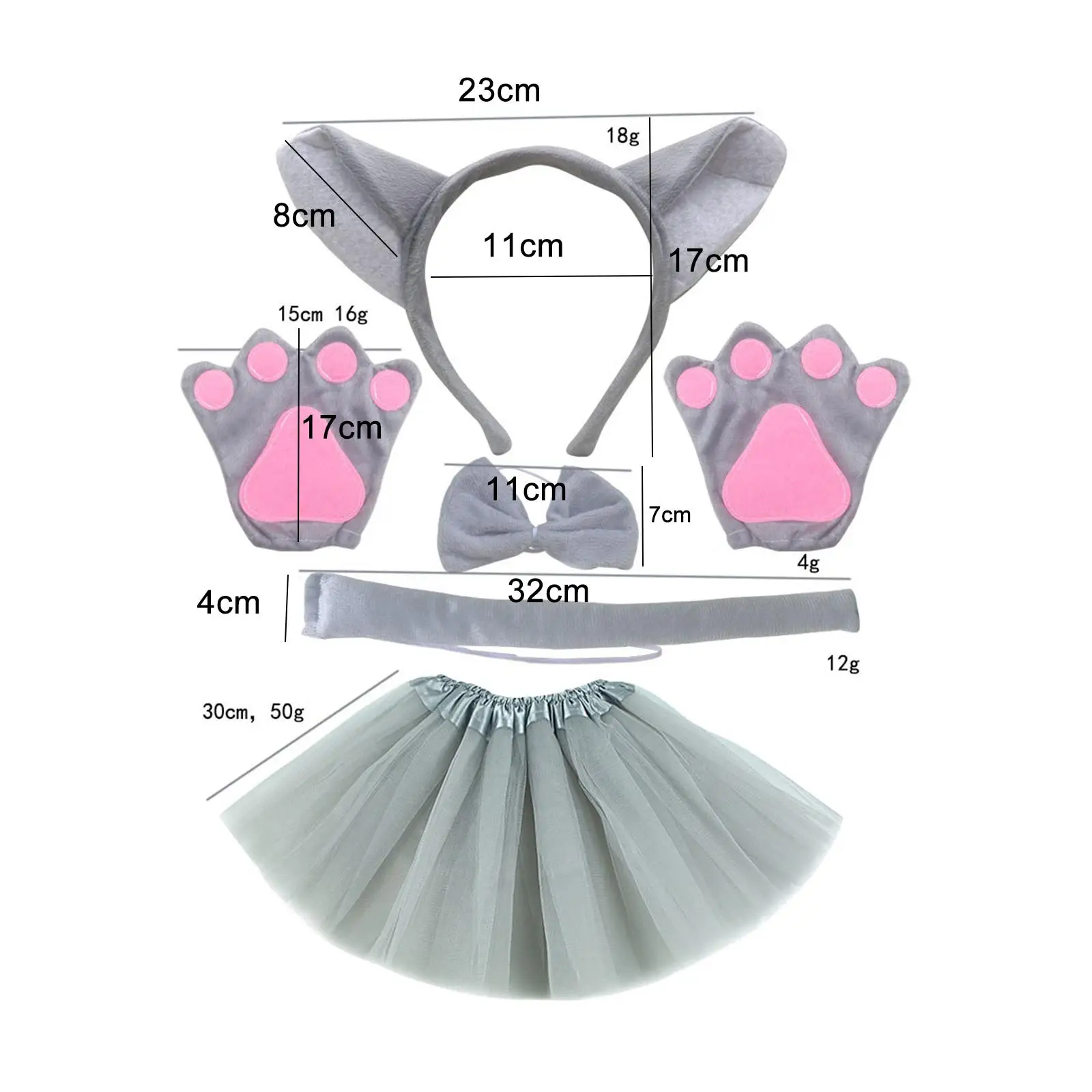キッズウルフコスチューム動物ファンシーコスチュームキットパーティー用カーニバルパフォーマンス用スカート付き