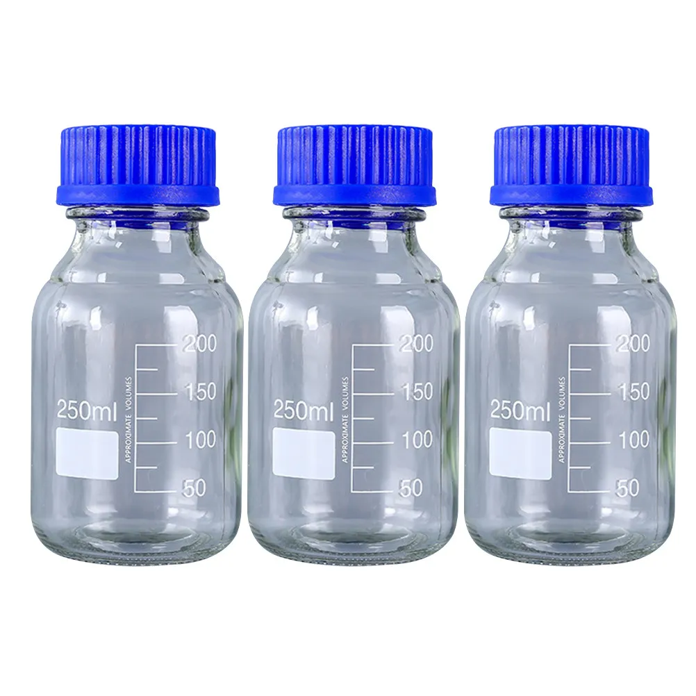 

3Pcs 250Ml Glass Chemical Bottles Reagent Storage Solution with Strong Sealing Cap for Laboratory Use Chemical Reagent Bottles