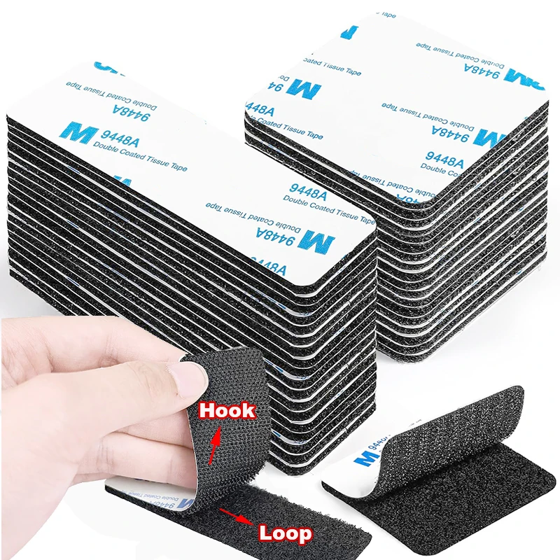 10 Stück starke selbstklebende Klettverschlüsse Rechteckige Nylon-Aufkleber Klebeband mit starkem Kleber für DIY-Bastelarbeiten Selbstklebende Nylonaufkleber Stark haftender Klettverschluss Starkes Befestigungsband – Detail 9