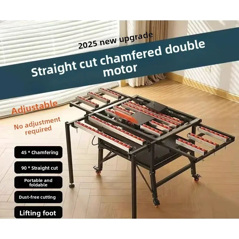 Dual Motor Rock Slab Chamfering Machine 45 Degree Straight Cutting Desktop with Adjustable Height for Stone Processing