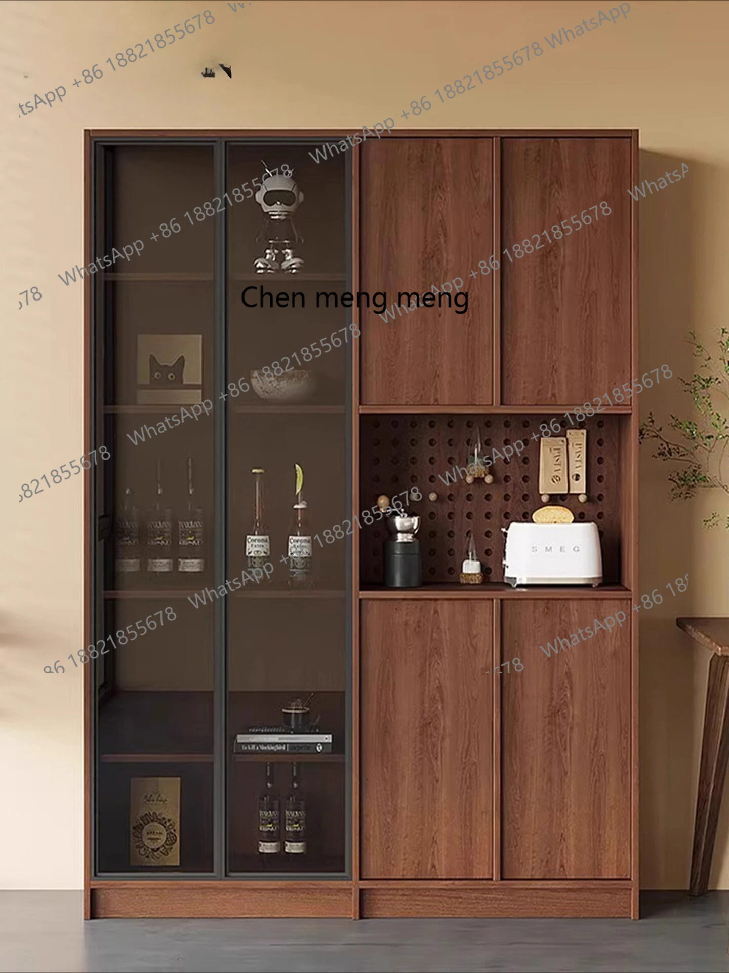 

Medieval style dining side cabinet integrated storage cabinet against the wall, entrance storage tea cabinet