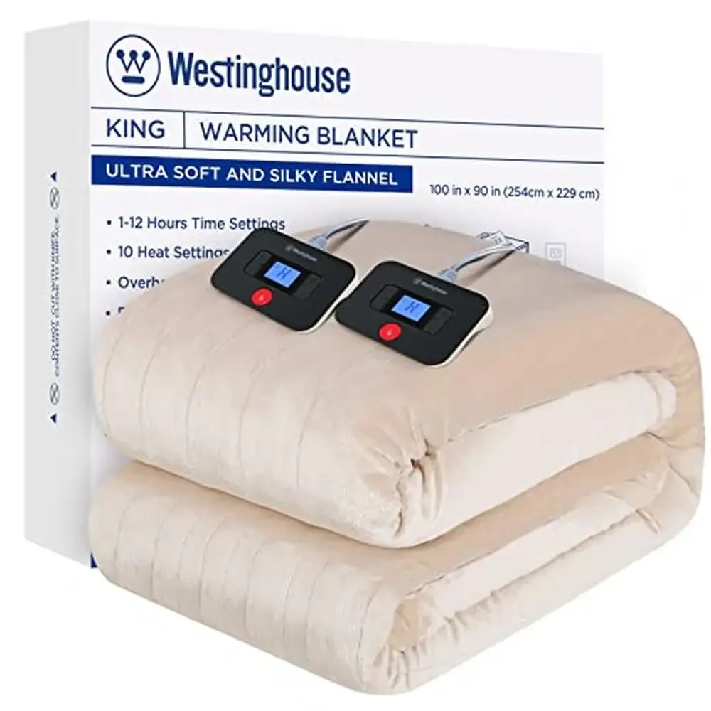 Soft Flannel Electric Heated Blanket King Size with 10 Heating Levels & Auto-Off Skin Friendly & Machine Washable Great Home &