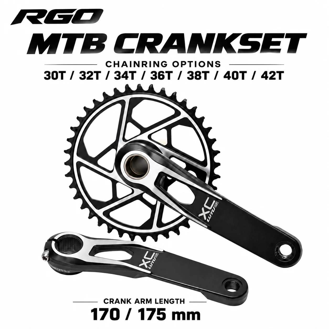 RGO XC MTB Crankset 170/175mm 30-42T 104BCD T6 Aluminum Alloy Forged Crank Arm for Mountain & Gravel Bike