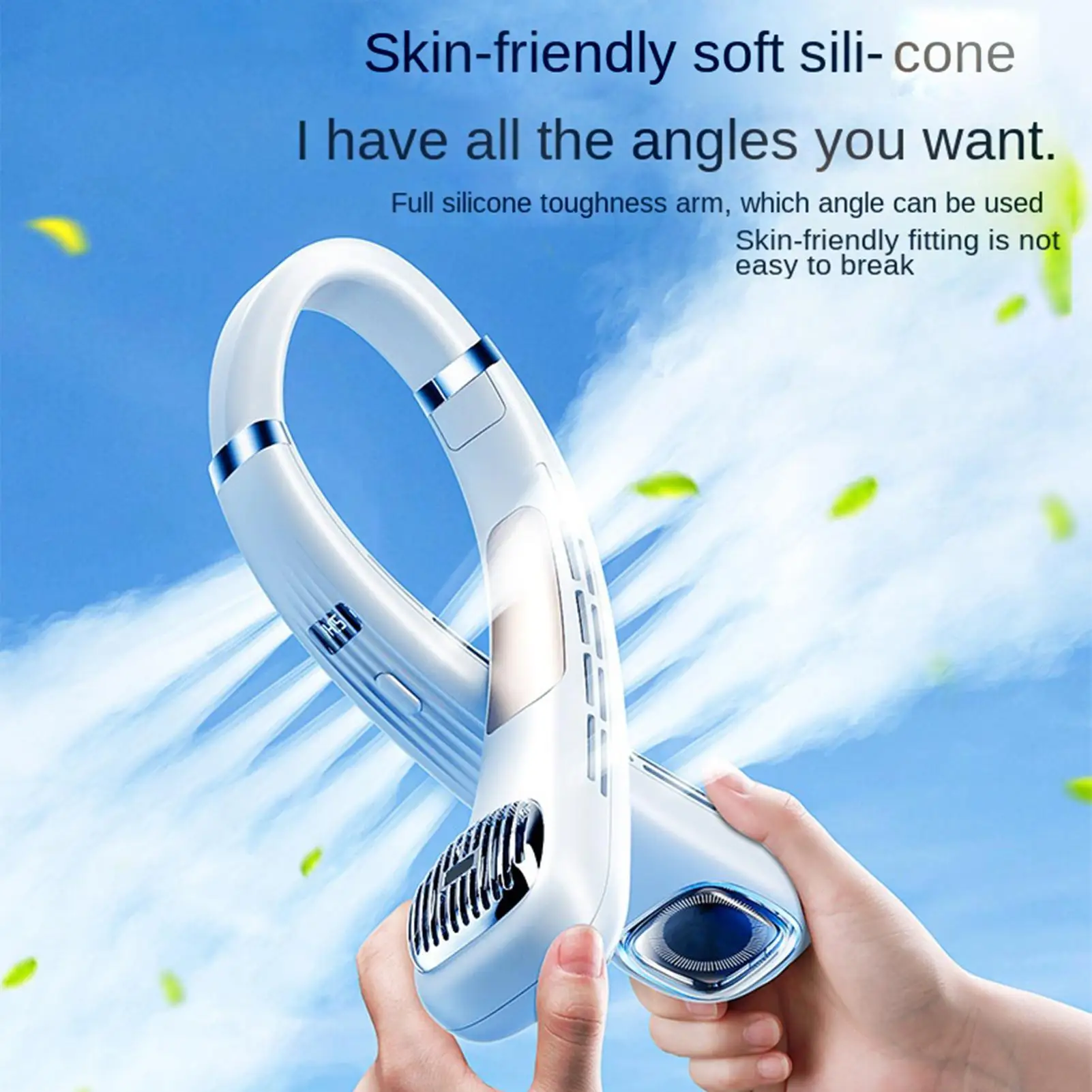 Hanging Neck Fan Portable USB Rechargeable Bladeless Cooling Fan  Quiet Wearable Fan Lazy Person Mini Hanging Neck Small Fan