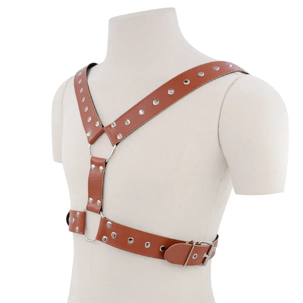 Fetish Wear Hollow Crop Top Goth men Cosplay Accessories Suspender Harajuku Neck Harness  Adjustable Sexy Body Harness Cage