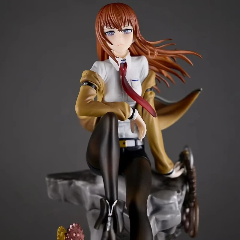 

Makise Kurisu Steins Gate Gk Statue Anime Figure 25.5cm Painted Version With Rock Base Desktop Decoration Gift For Anime Fans