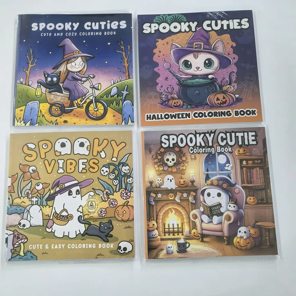 

Halloween Spooky Cute Coloring Book - Stress Relief Art for Kids & Adults, Perfect Gift for Parties & Birthdays