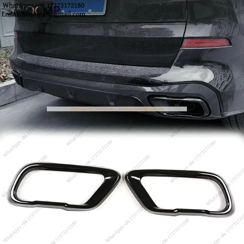k3 2Pcs Exhaust Mufflers Tail Pipe Cover For 2019-2023 BMW X5 G05 X6 G06 X7 Black Car Exterior Accessory Styling Moulding