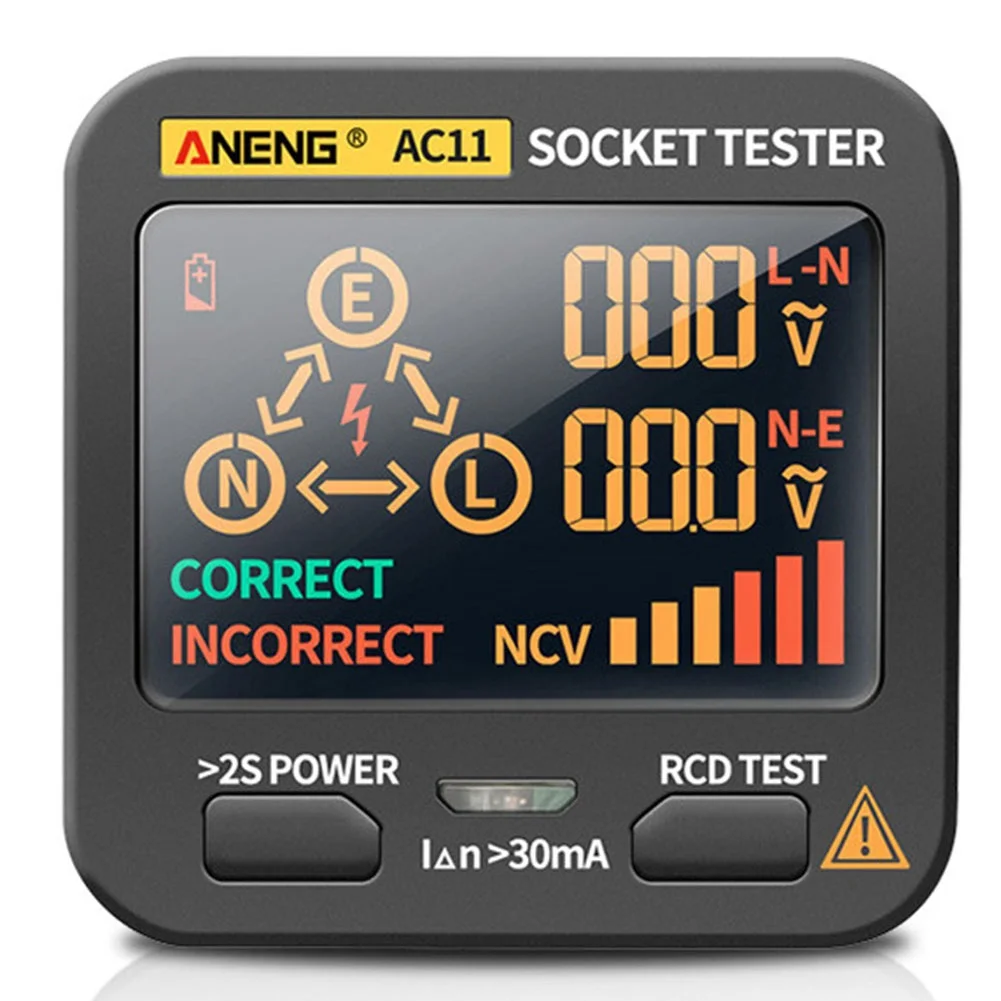 ANENG AC11 Digital Smart Socket Tester Voltage Socket Detector Ground Neutral Phase RCD NCV Inspection Tool