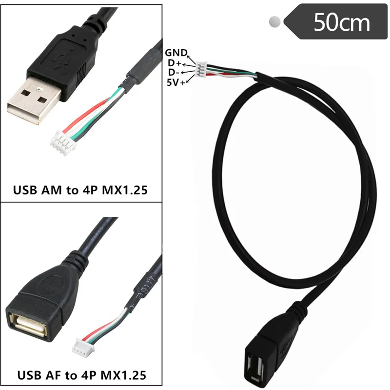 USB2.0 to 4P MX1.25 Cable 4P MX1.25 Female to USB 2.0 Female/ Male USB to Dupont 4 pin Data Cable 50cm