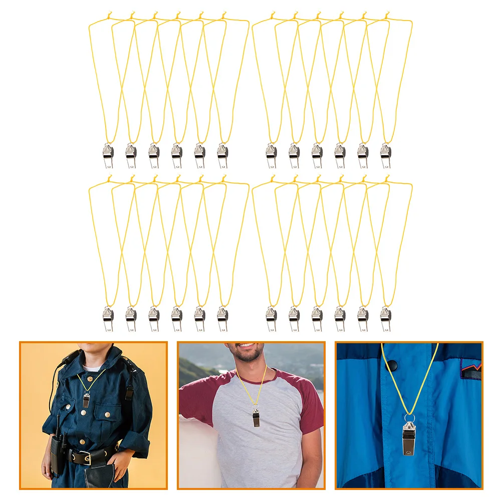 

24Pcs Stainless Steel Sports Whistle Multi-Function Emergency Survival Whistle for Coaches Referees Teachers