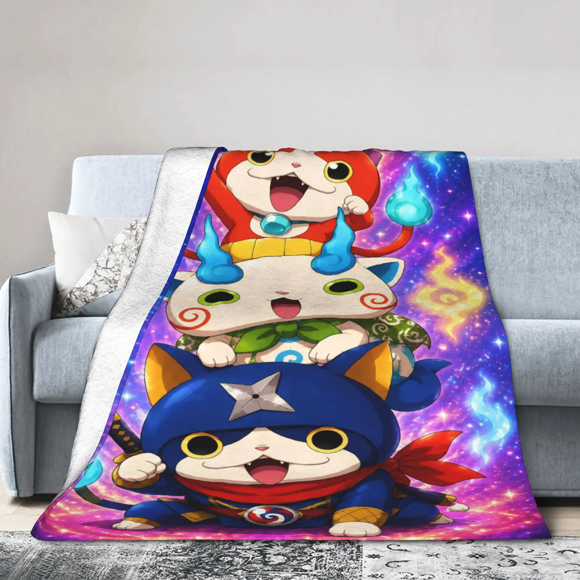 Yokai Watch Game Blankets Fleece Jibanyan Komasan Hovernyan Soft Throw Blanket for Home Couch Bedroom Quilt