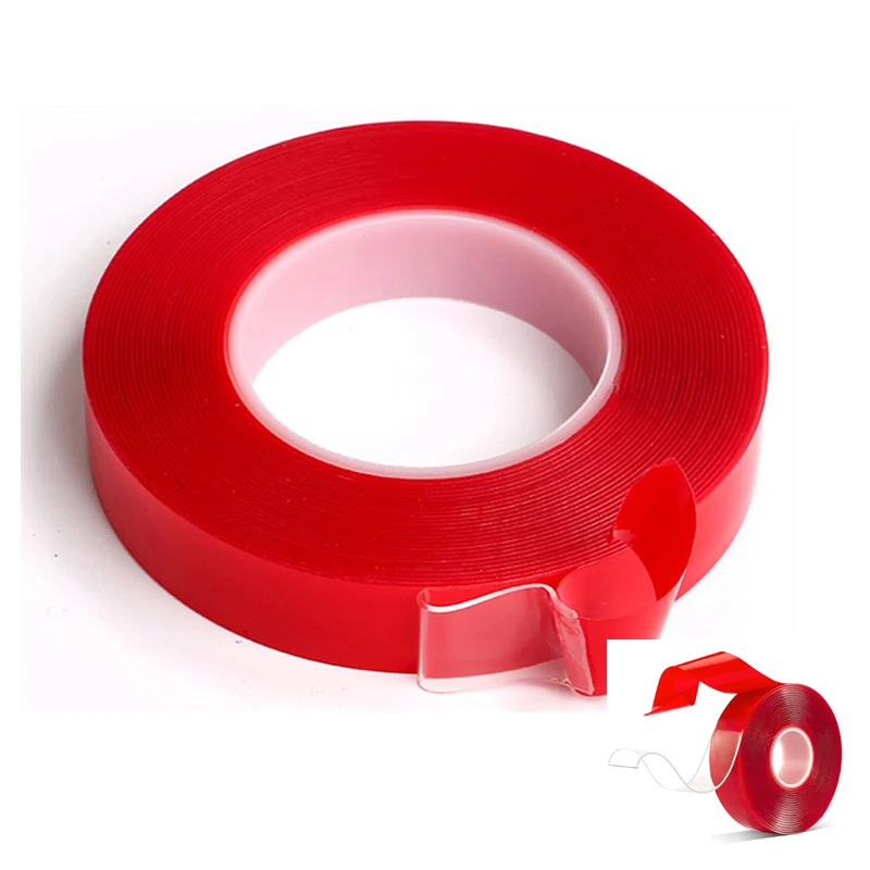 3m Double Sided Tape Transparent Red Adhesive Tape High Strength Acrylic Gel No Traces Sticker Home Gadgets and Accessories