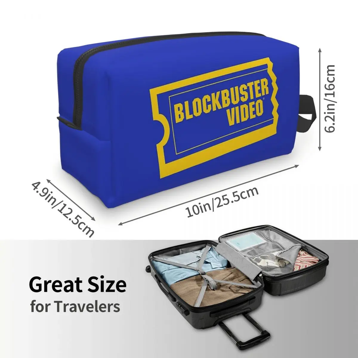 Blockbuster Video Makeup Bag Cosmetic Organizer Storage Dopp Kit Toiletry Cosmetic Bag for Women Beauty Travel Pencil Case