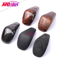 Only applicable to Audi A6 C7 2016 2017 2018 glossy black carbon fiber wood shift knob with leather boot cover