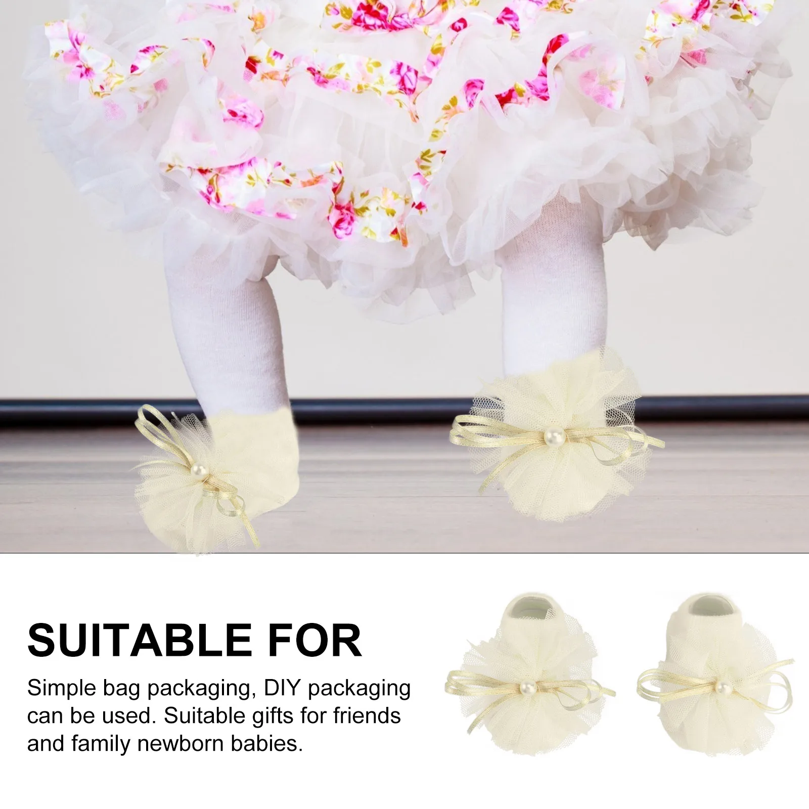 1 مجموعة الجوارب هيرباند الدانتيل Bowknot تاج لينة مرنة تنفس لوازم الحماية خلع الملابس هدية