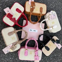 2024 Summer MIU Top New Knitted Women's Bag Bowling Handheld Single Shoulder Crossbody Bag Boston Versatile Bag Gift