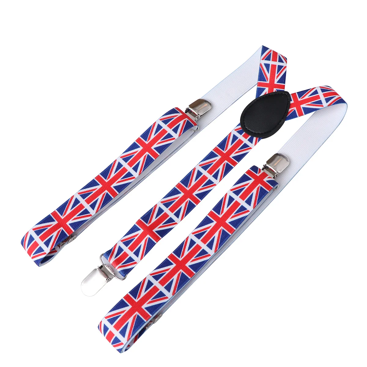 Suspensórios elásticos com estampa de bandeira do reino unido, suspensórios ajustáveis em forma de y, ajuste seguro para shorts jeans, calças, moda unissex elástica