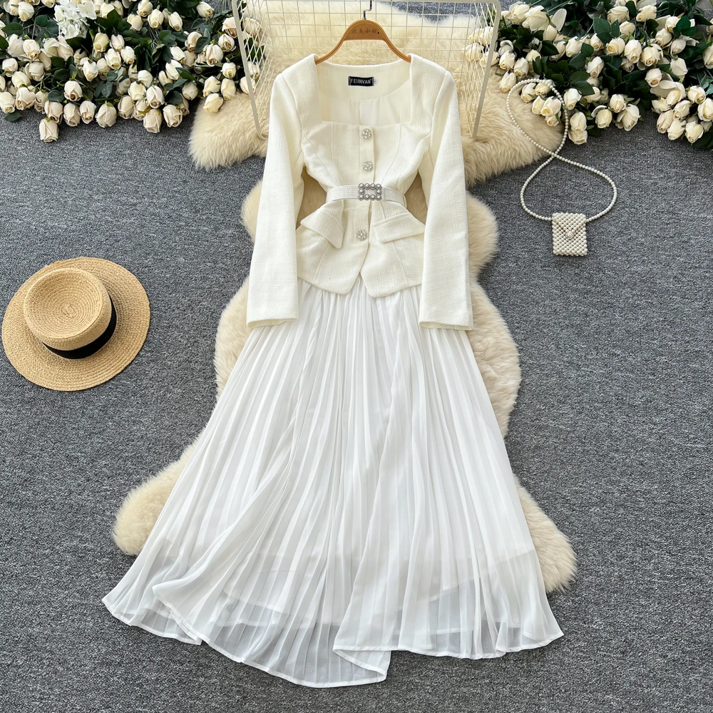 Chic vintage square neck long sleeve mesh Elegant Fairy korean fashion autumn women clothing