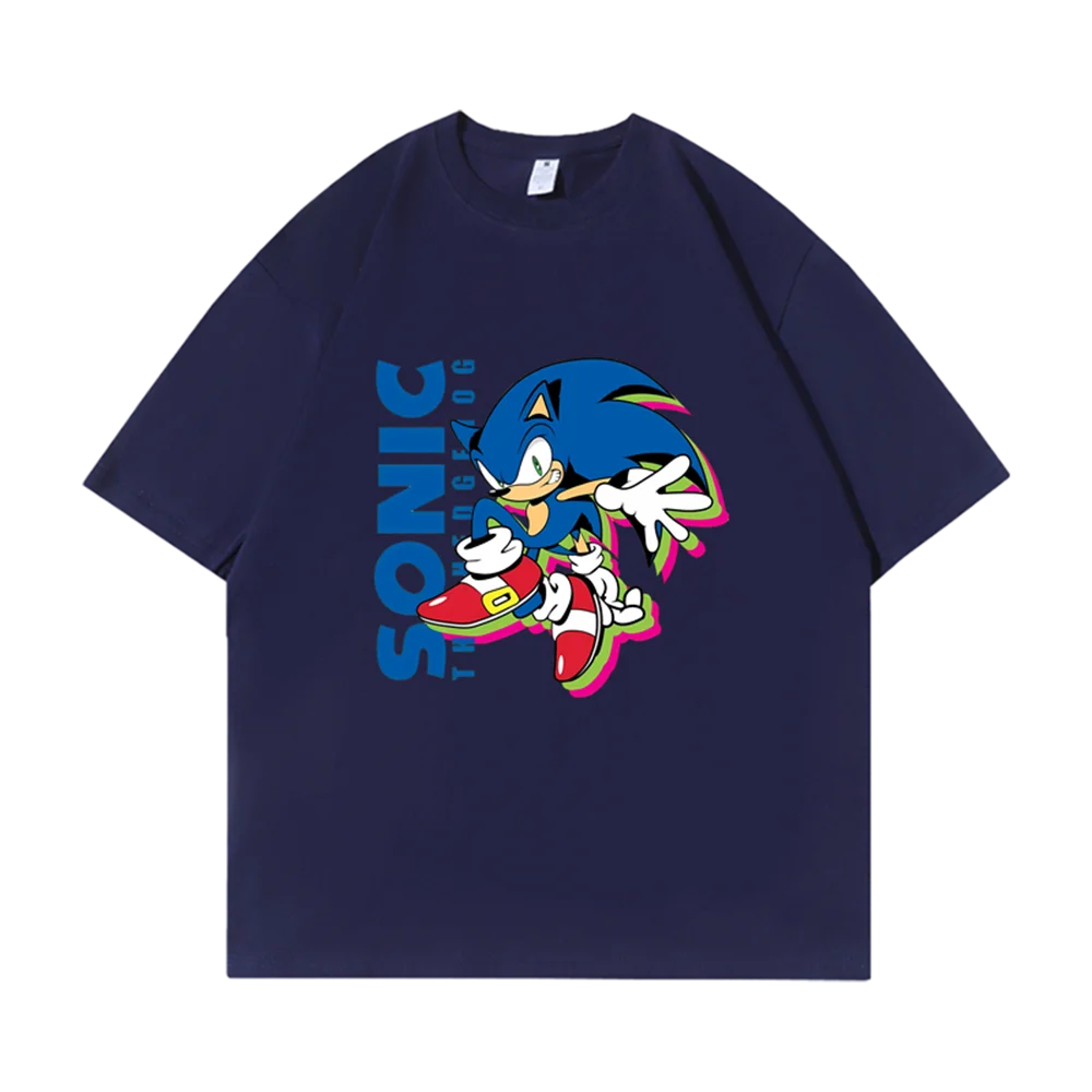 Sonic Top Y2k T-shirt d'été pour hommes et femmes, mode décontractée, ample, manches courtes, vêtements de rue en coton, vêtements de dessin animé