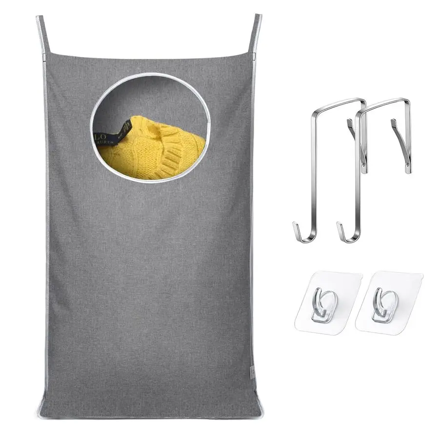 

Подвесная сумка-корзина для белья с 2 типами крючков, размер 20 x 30 дюймов, для хранения грязной одежды на двери.