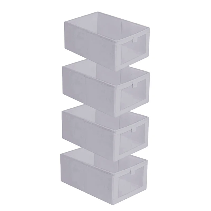 

4 Pack Storage Bins, Storage Containers For Organizing Clothing, Jeans,Closet - Closet Organizers And Storage Grey Easy To Use