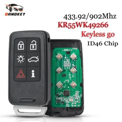 Dandkey KR55WK49266 Fob 6 przycisk 433MHz/902Mhz zamiennik inteligentny klucz zdalny niecięty klucz samochodowy Volvo S60 S80 XC60 XC70 V70 V60