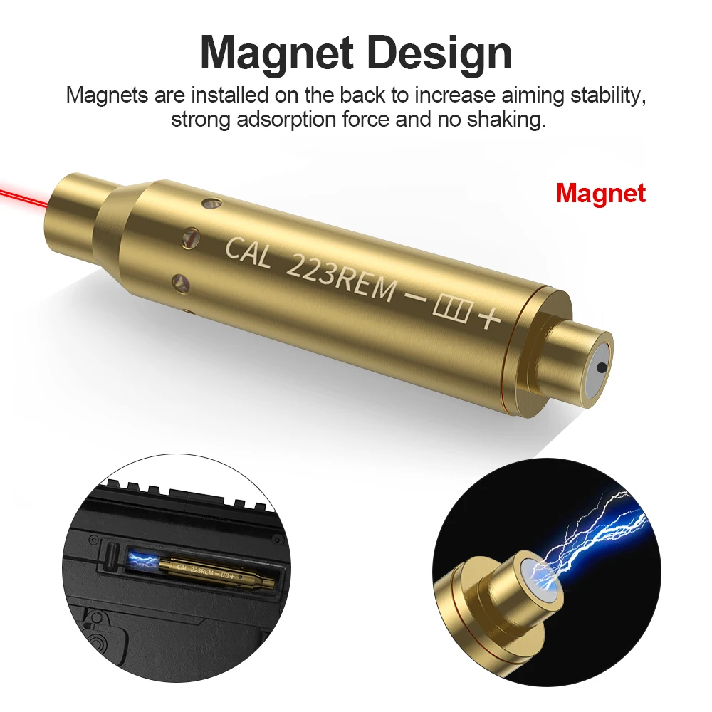 Cal.223REM with magnets Red Laser Calibration Tool - Hunting Accessories Training Shooting Calibrator. ﻿ view 2