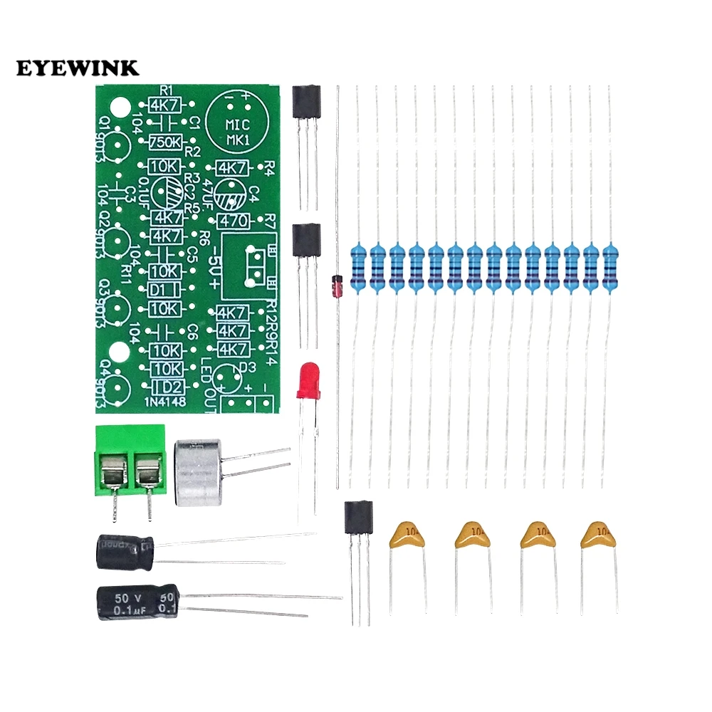 لتقوم بها بنفسك Kis التصفيق وحدة تبديل التحكم الصوتية التصفيق صوت الصوت المنشط LED التبديل جناح الدائرة الإلكترونية PCB لاردوينو #1