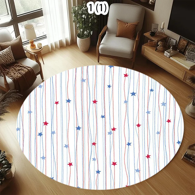 2D Modern Minimalist Striped Round Carpet Soft Cute Stylish Decorative Area Rug for Living Room Bedroom Home Decor
