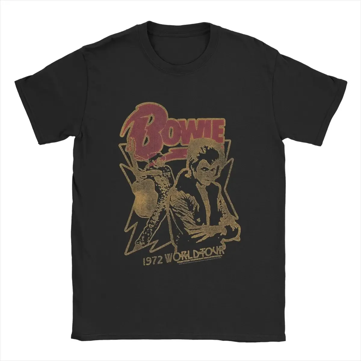 

Men's Davids Singer Actor Bowies 1972 World Tour T Shirts English 100% Cotton Funny Short Sleeve Crewneck Tees Classic T-Shirt