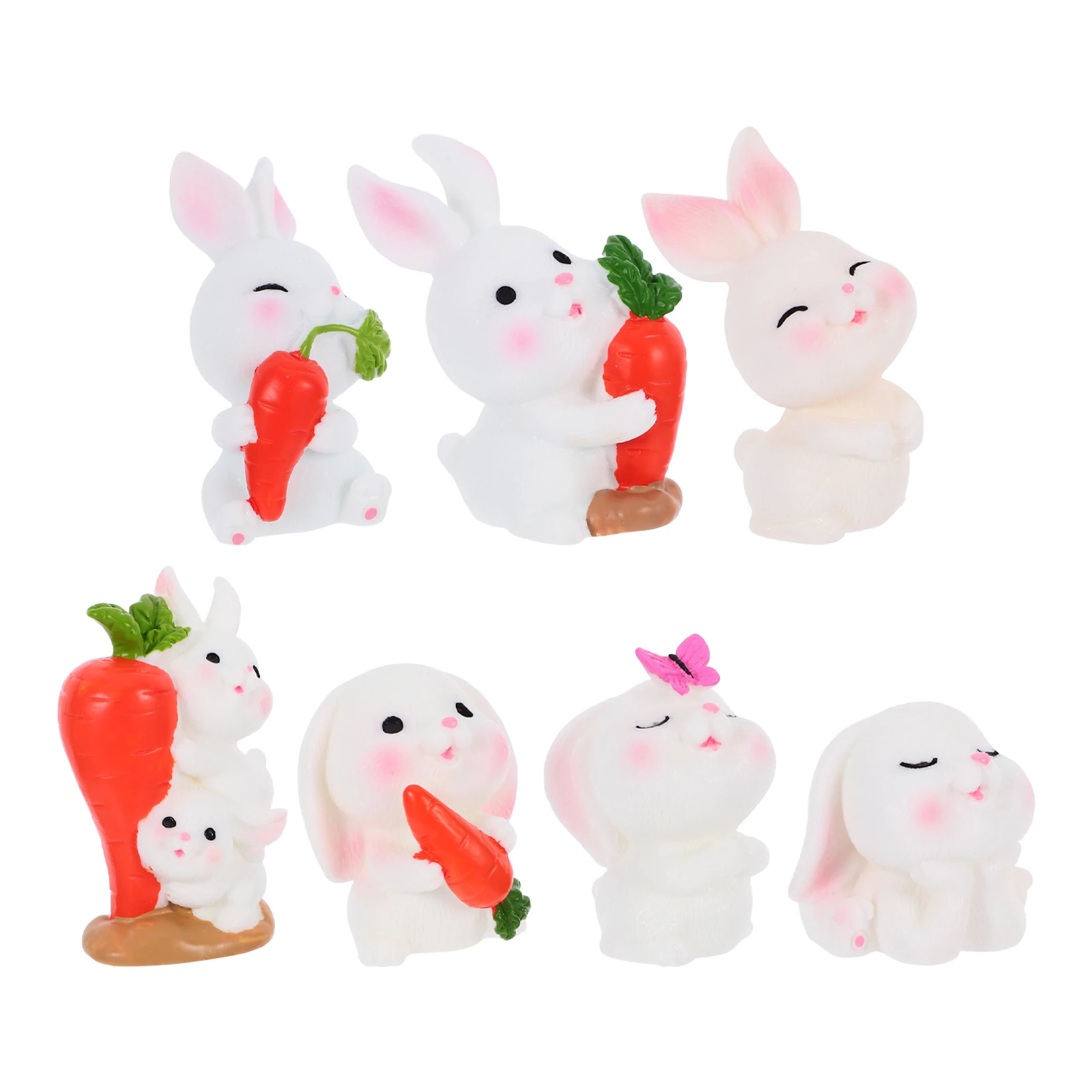 

7 Pcs Figurines Adorable Bunny Statues Resin Craft Decorations Spring Rabbit Miniature Figurines Garden
