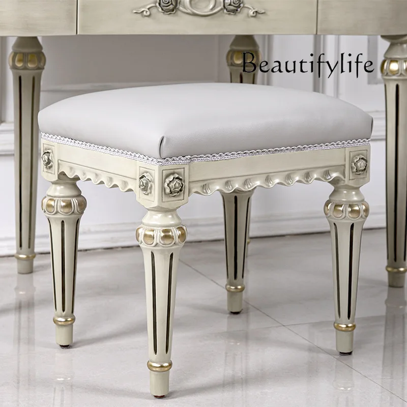 Light luxury solid wood dresser American retro makeup table European style makeup table table stool combination