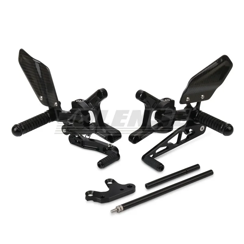 Motorcycle Carbon Fibre Adjustable Raise Move Back Footrests Rearset Rear Footpeg Foot Rests For ZX6R ZX-6R ZX 6R 2019-2025